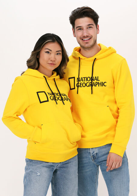 Gelbe NATIONAL GEOGRAPHIC Sweatshirt UNISEX HOODY WITH BIG LOGO - large