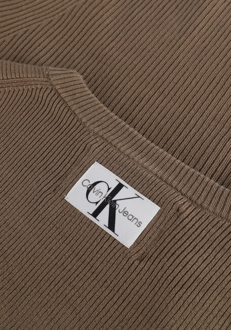 Khaki CALVIN KLEIN Pullover BUST DETAILING TIGHT SWEATER - large