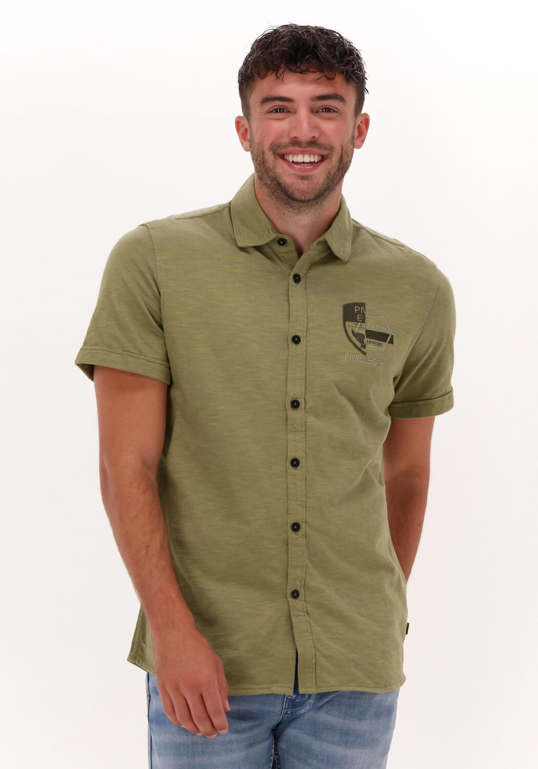 Herren Bekleidung Hemden Freizeithemden und Hemden PME LEGEND Casual-oberhemd Short Sleeve Shirt Ctn Single Jersey in Grün für Herren 
